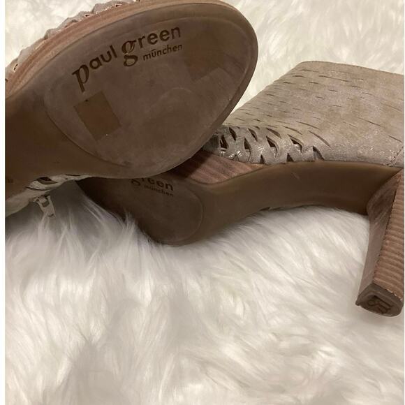 Paul Green Tacey NWOT Peep Toe Rosewood Metallic Ankle Boot Cut Out Heels 7 9.5 - Picture 5 of 8